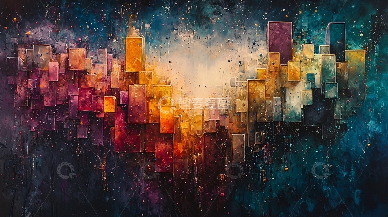 高清大图下载【趣麦麦图】抽象城市夜景艺术画