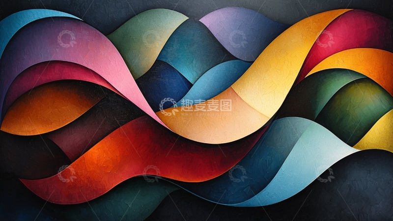 高清大图下载【趣麦麦图】抽象色彩波浪艺术背景