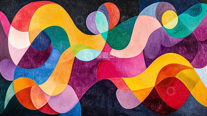 高清大图下载【趣麦麦图】抽象色彩流动曲线艺术画