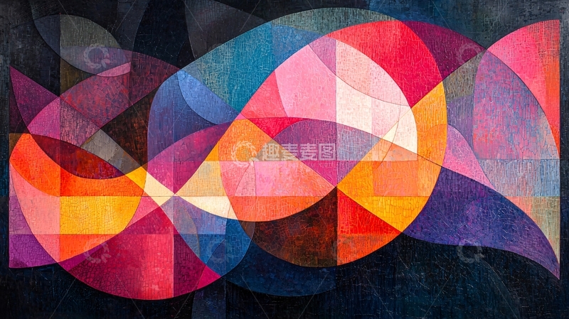 高清大图下载【趣麦麦图】抽象几何色彩拼接艺术画
