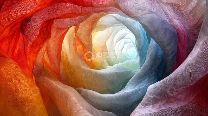 高清大图下载【趣麦麦图】彩虹色纱布卷曲隧道