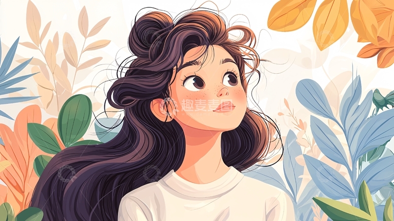 高清大图下载【趣麦麦图】插画风女孩高清图片
