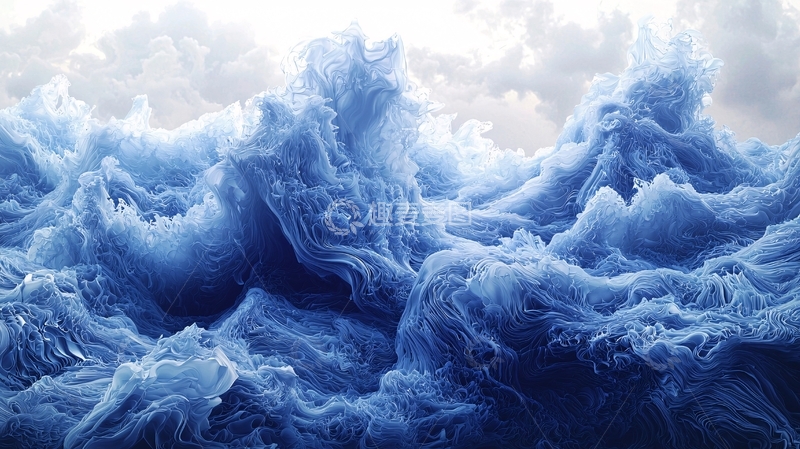 高清大图下载【趣麦麦图】蓝色波浪抽象艺术背景
