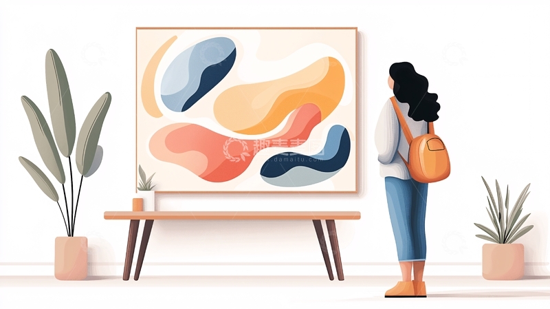 高清大图下载【趣麦麦图】抽象艺术展览的参观者