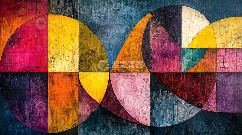 高清大图下载【趣麦麦图】抽象几何色彩拼图背景