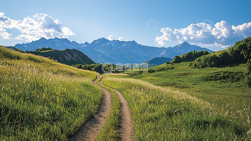 高清大图下载【趣麦麦图】蜿蜒小路通向远山