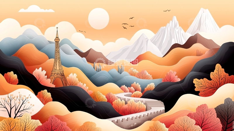 高清大图下载【趣麦麦图】插画风景高清图片