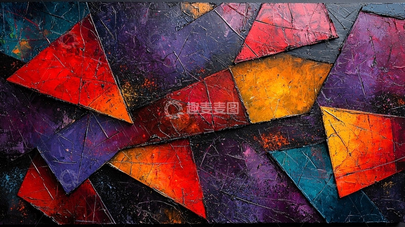 高清大图下载【趣麦麦图】抽象几何拼接艺术画