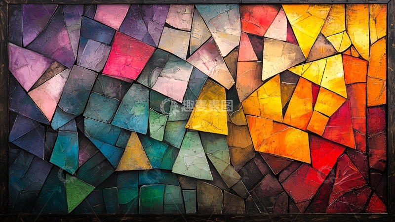 高清大图下载【趣麦麦图】抽象几何拼贴艺术画