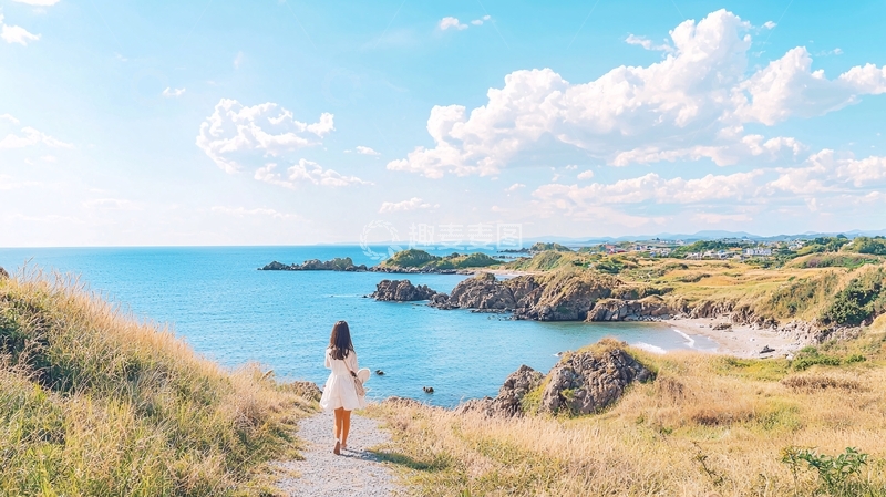 高清大图下载【趣麦麦图】女子在海边高清图片