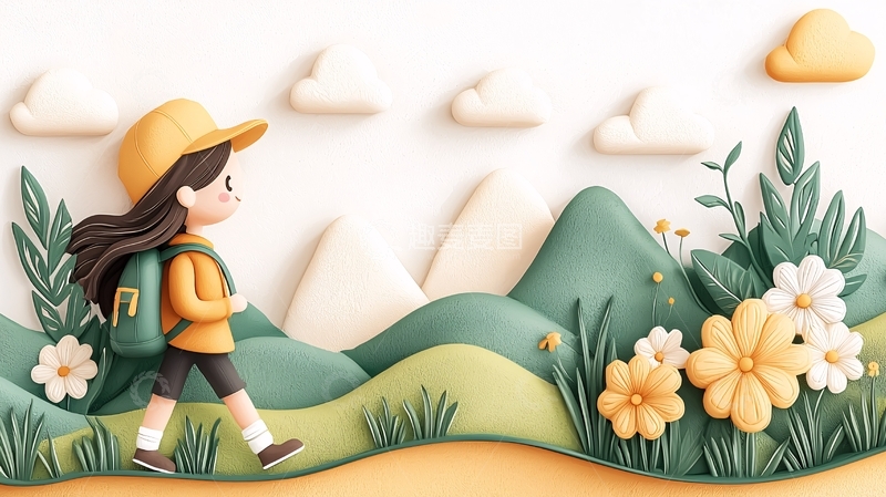 高清大图下载【趣麦麦图】女孩徒步旅行的场景