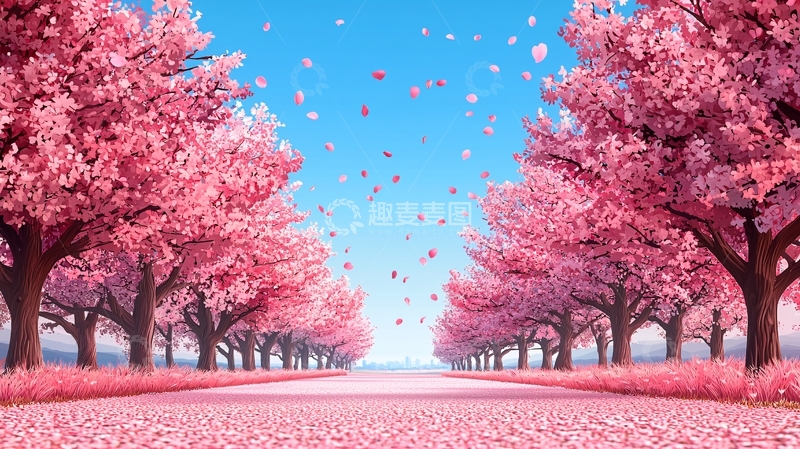 高清大图下载【趣麦麦图】粉色樱花树高清图片