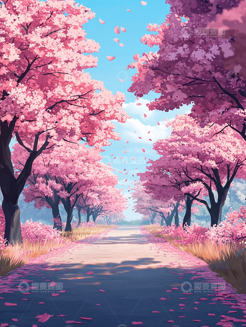 高清大图下载【趣麦麦图】樱花盛开的浪漫道路