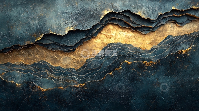 高清大图下载【趣麦麦图】金色波浪抽象艺术背景