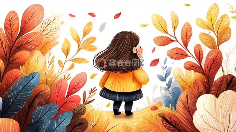 高清大图下载【趣麦麦图】秋天背影女孩