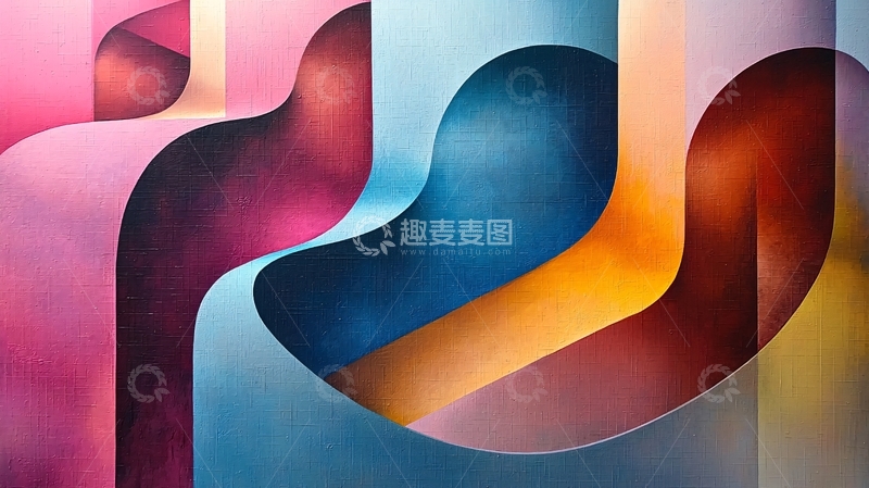 高清大图下载【趣麦麦图】抽象色彩流动曲线背景图