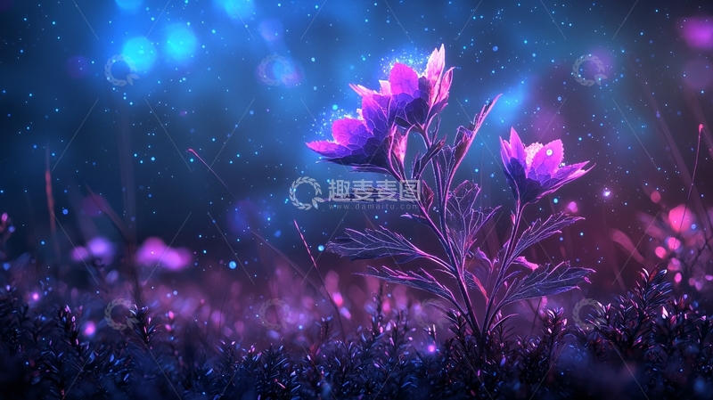 高清大图下载【趣麦麦图】梦幻紫色花朵背景素材