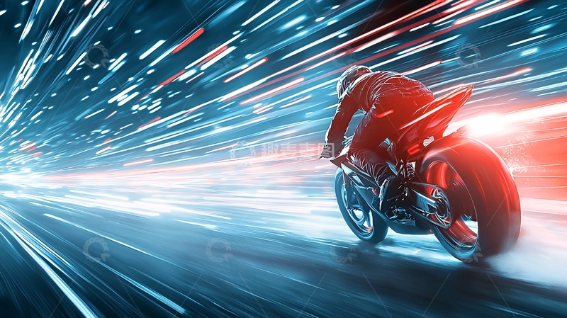 高清大图下载【趣麦麦图】-高速公路上的摩托车赛车手