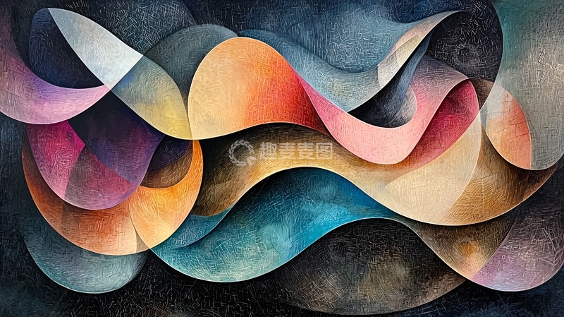 高清大图下载【趣麦麦图】抽象波浪形色彩艺术图案