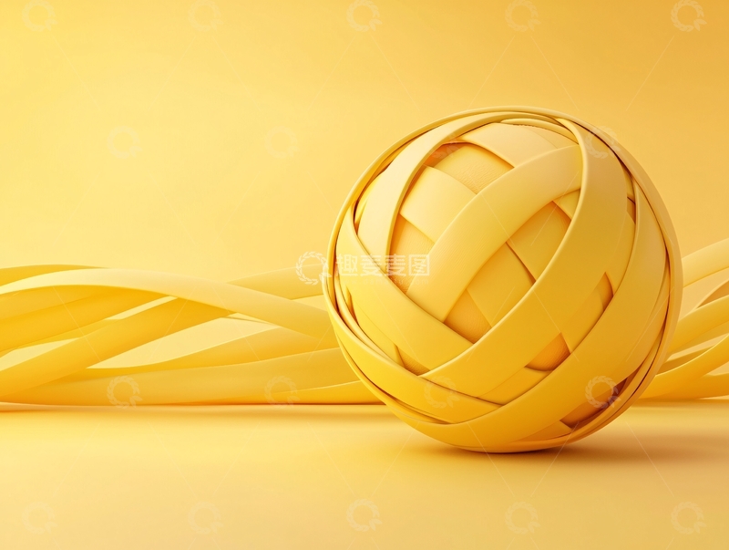 高清大图下载【趣麦麦图】黄色编织球体