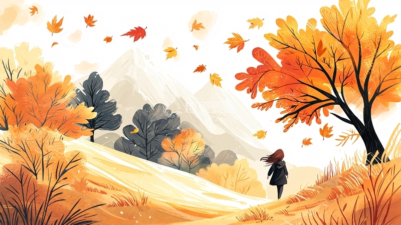 高清大图下载【趣麦麦图】秋日落叶唯美场景