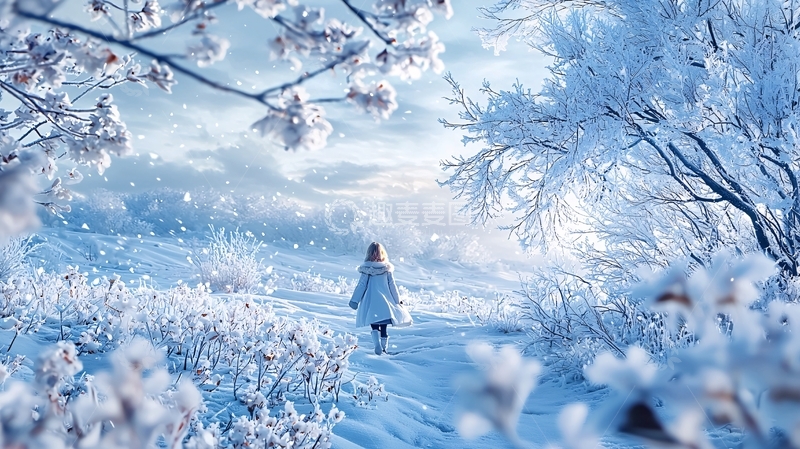 高清大图下载【趣麦麦图】雪地里的孤独背影