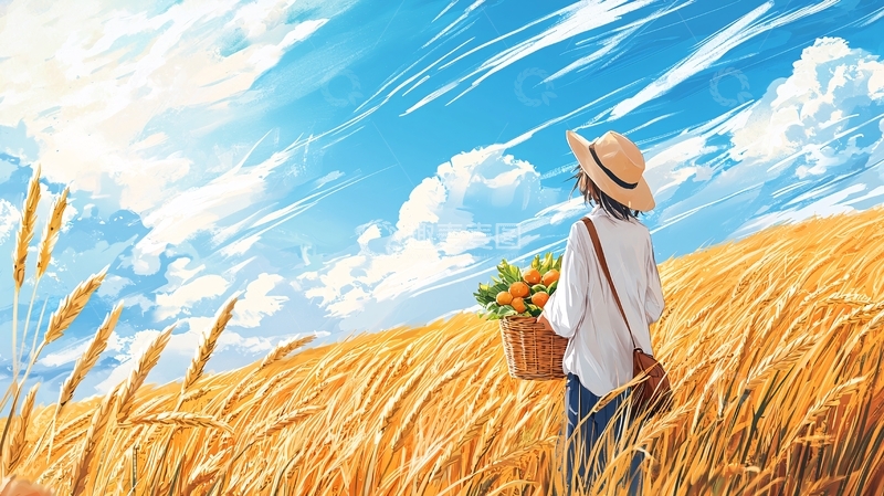 高清大图下载【趣麦麦图】田野少女高清图片
