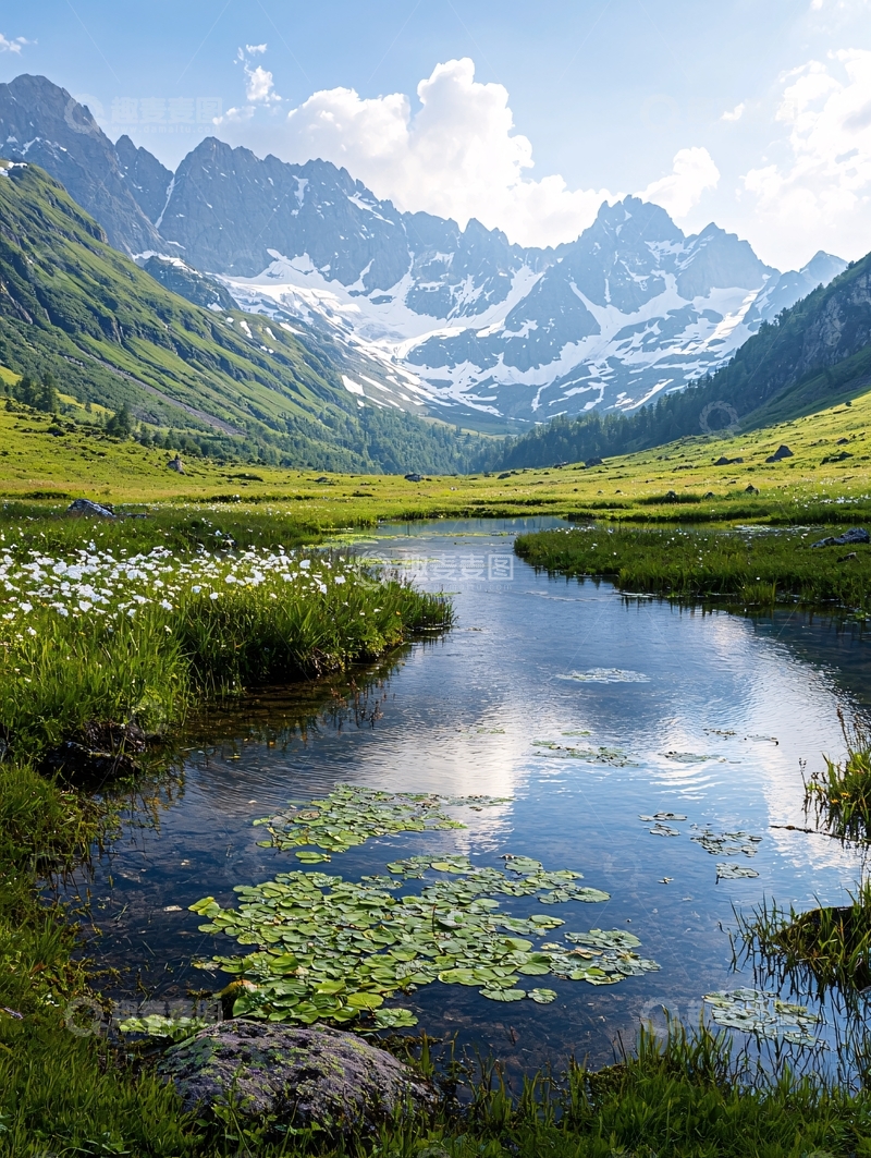高清大图下载【趣麦麦图】宁静山谷溪流风光