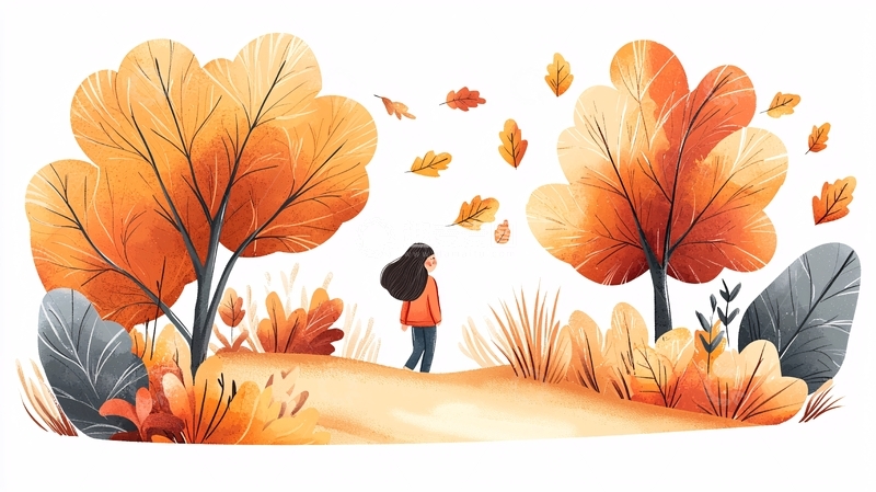 高清大图下载【趣麦麦图】秋日女孩背影