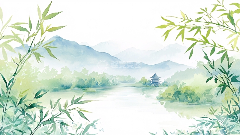 高清大图下载【趣麦麦图】水墨山水竹林21