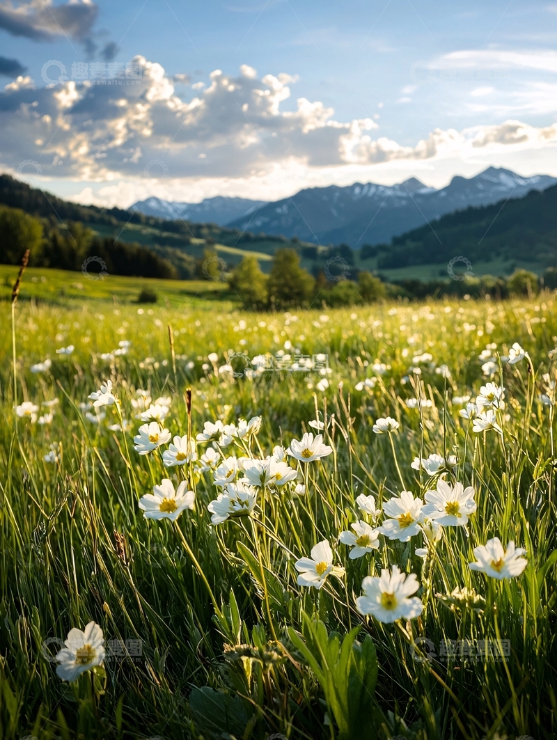 高清大图下载【趣麦麦图】鲜花盛开的山地草甸