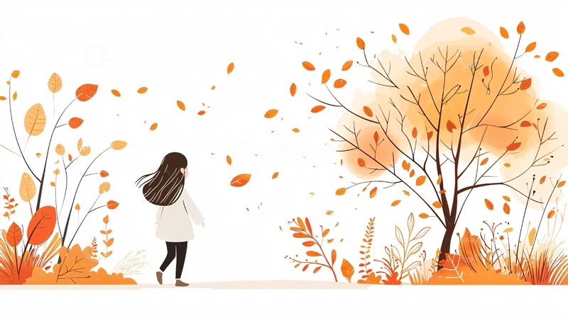 高清大图下载【趣麦麦图】秋日女孩的背影