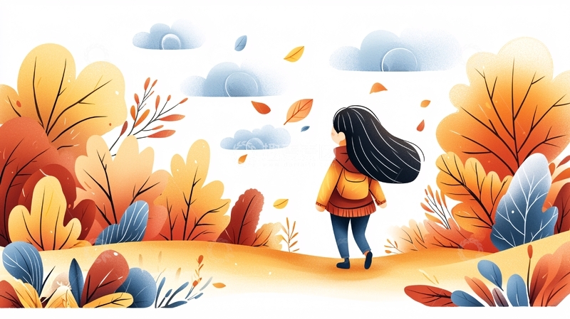 高清大图下载【趣麦麦图】秋季女子背影