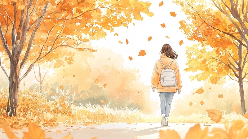 高清大图下载【趣麦麦图】秋日少女的背影