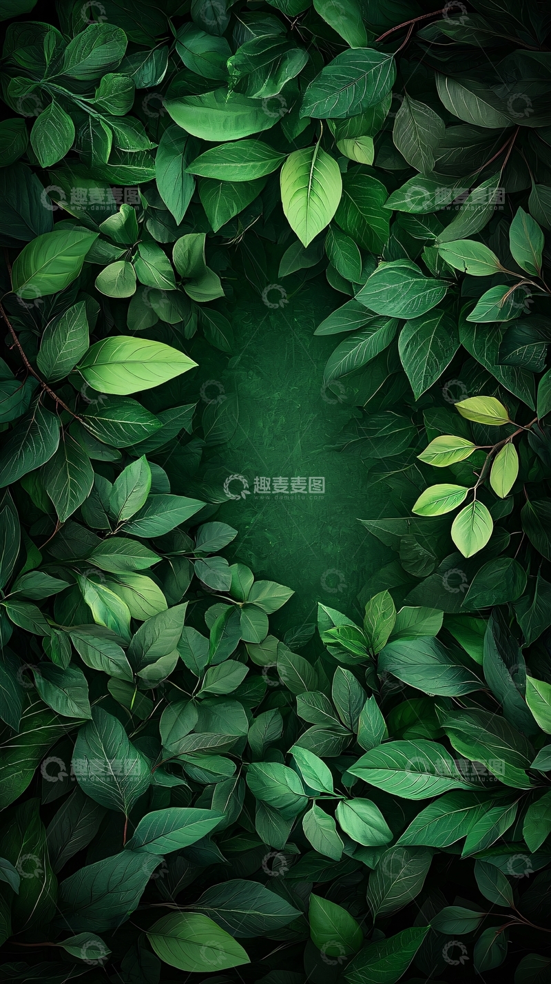 高清大图下载【趣麦麦图】绿色植物环绕背景