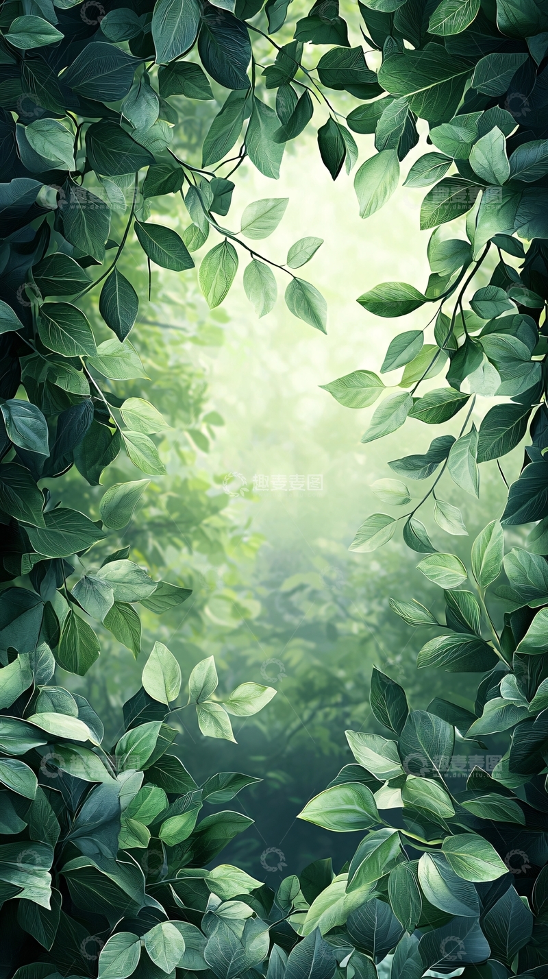 高清大图下载【趣麦麦图】森林中的阳光透过树叶