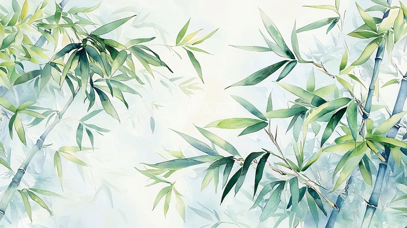 高清大图下载【趣麦麦图】淡雅水墨竹林意境