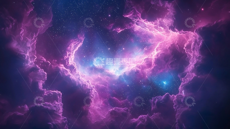 高清大图下载【趣麦麦图】紫色星云与星星背景