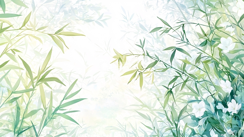 高清大图下载【趣麦麦图】清新淡雅的竹叶背景
