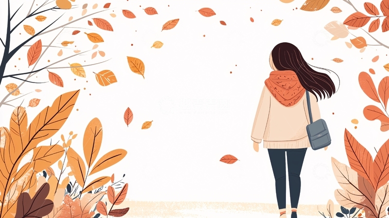 高清大图下载【趣麦麦图】秋日少女背影