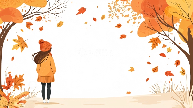 高清大图下载【趣麦麦图】秋日少女漫步