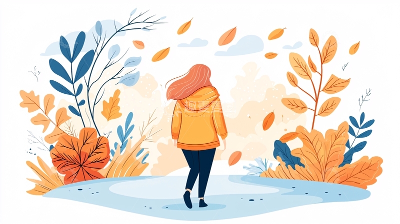 高清大图下载【趣麦麦图】秋日少女背影