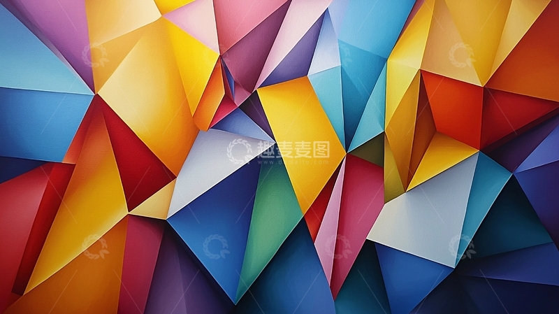 高清大图下载【趣麦麦图】几何抽象色彩拼接背景