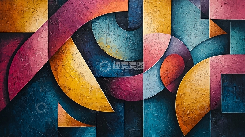 高清大图下载【趣麦麦图】抽象几何色彩艺术画