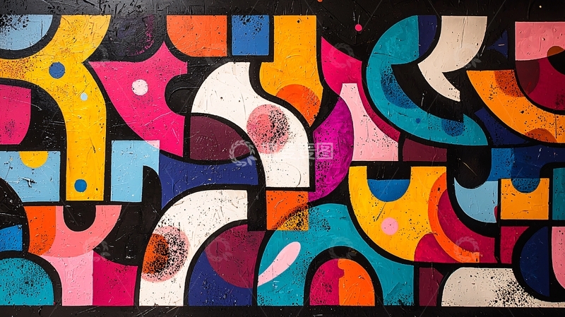 高清大图下载【趣麦麦图】抽象几何涂鸦艺术背景