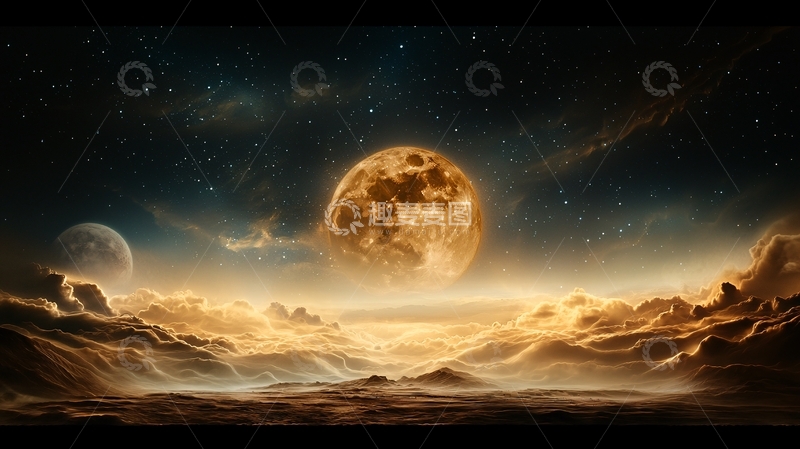 高清大图下载【趣麦麦图】太空星空月亮背景