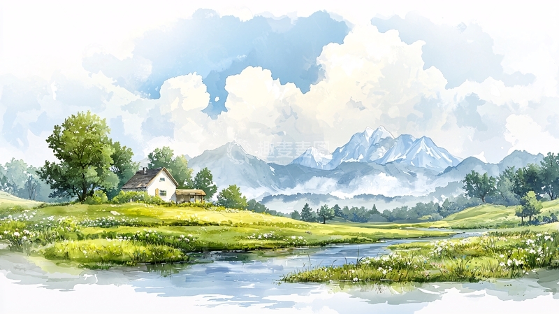 高清大图下载【趣麦麦图】水彩风景画高清图片