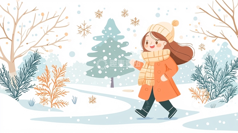 高清大图下载【趣麦麦图】雪地女孩高清图片
