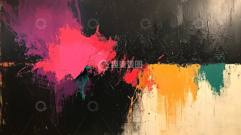 高清大图下载【趣麦麦图】抽象色彩泼墨艺术画