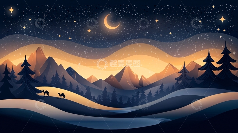 高清大图下载【趣麦麦图】宁静冬夜高清图片